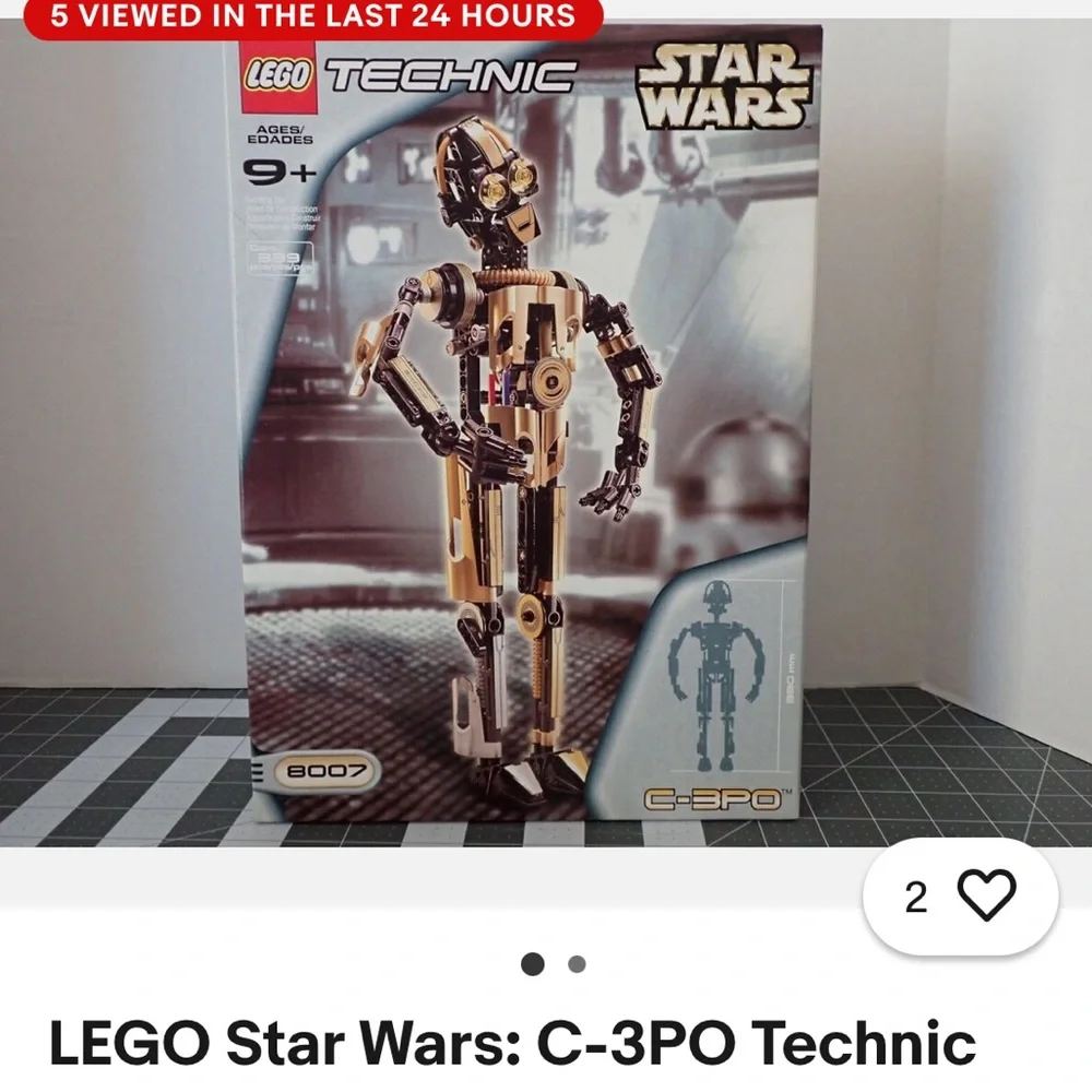 Lego Technic C-3PO Starwars 8007-1 Gold and Black Robot Figure - Picture 7 of 7